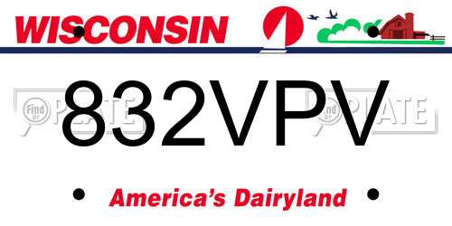 832VPV Wisconsin License Plate