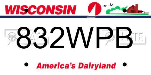 832WPB Wisconsin License Plate