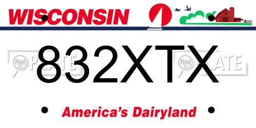 832XTX Wisconsin License Plate