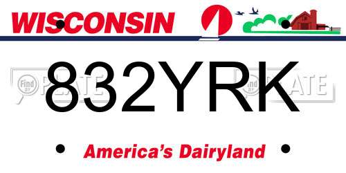 832YRK Wisconsin License Plate