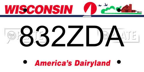 832ZDA Wisconsin License Plate