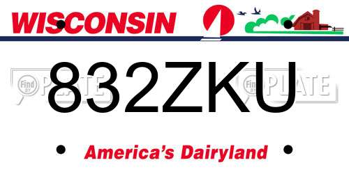 832ZKU Wisconsin License Plate