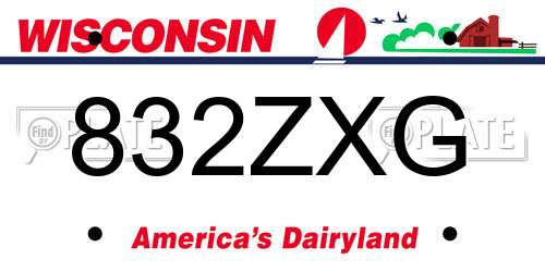 832ZXG Wisconsin License Plate
