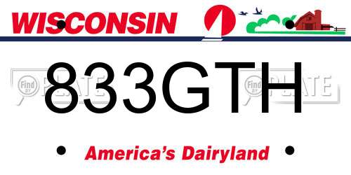 833GTH Wisconsin License Plate
