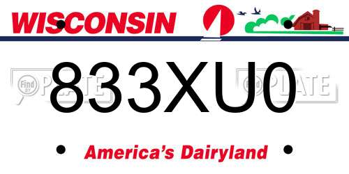 833XU0 Wisconsin License Plate