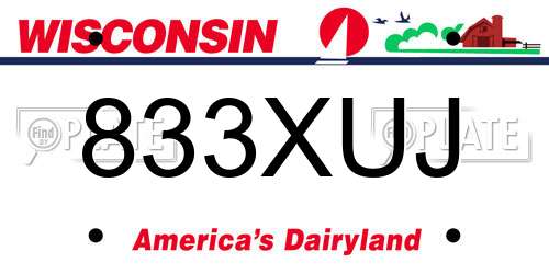 833XUJ Wisconsin License Plate