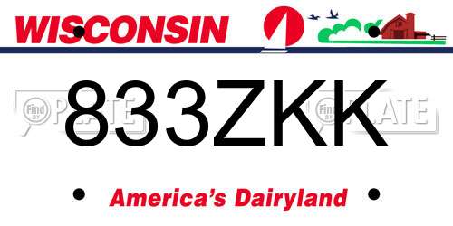 833ZKK Wisconsin License Plate