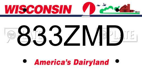 833ZMD Wisconsin License Plate