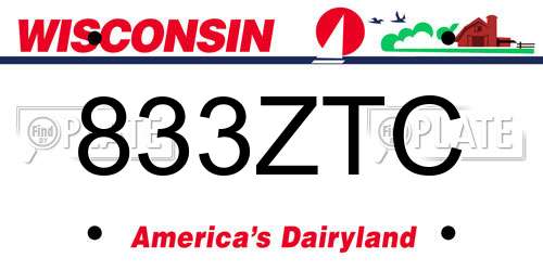 833ZTC Wisconsin License Plate