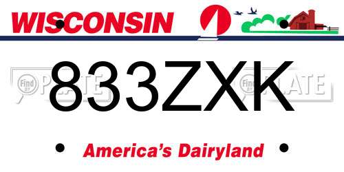833ZXK Wisconsin License Plate