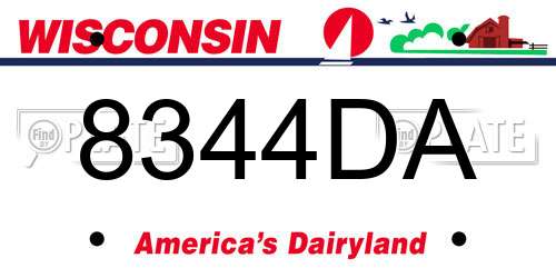 8344DA Wisconsin License Plate