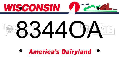 8344OA Wisconsin License Plate