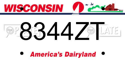 8344ZT Wisconsin License Plate