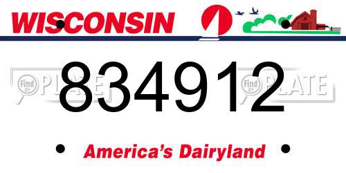 834912 Wisconsin License Plate