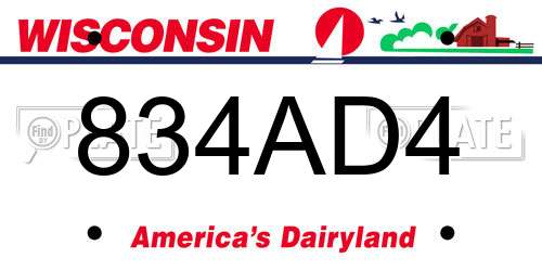 834AD4 Wisconsin License Plate