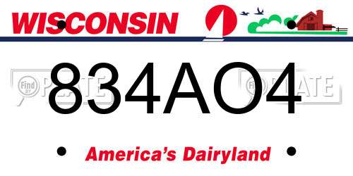 834AO4 Wisconsin License Plate