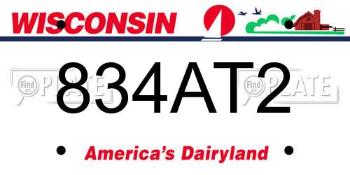 834AT2 Wisconsin License Plate