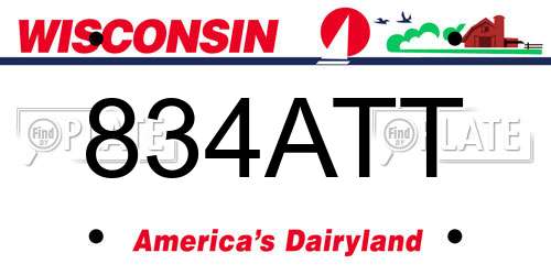 834ATT Wisconsin License Plate