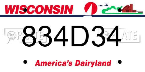 834D34 Wisconsin License Plate