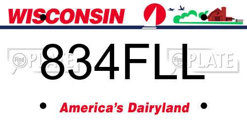 834FLL Wisconsin License Plate