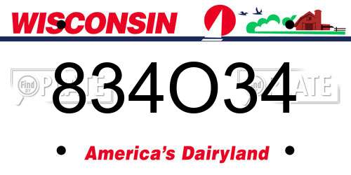 834O34 Wisconsin License Plate
