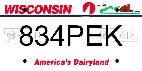 834PEK Wisconsin License Plate
