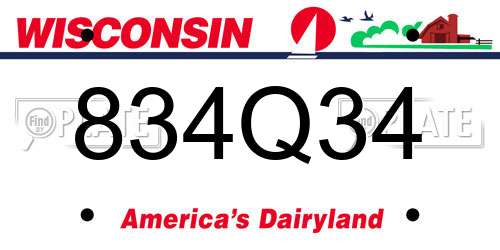 834Q34 Wisconsin License Plate