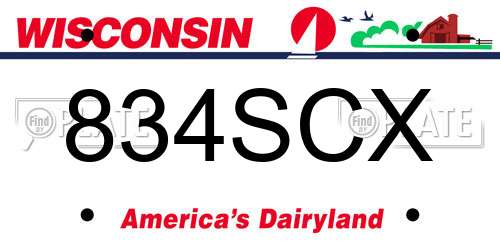 834SCX Wisconsin License Plate