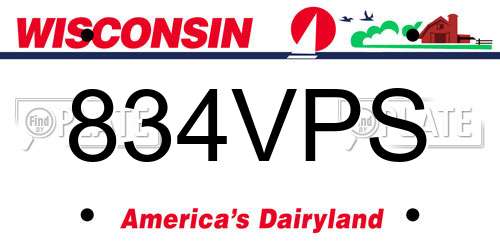834VPS Wisconsin License Plate