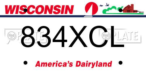 834XCL Wisconsin License Plate