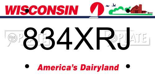 834XRJ Wisconsin License Plate