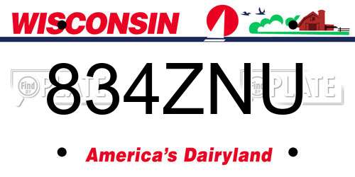 834ZNU Wisconsin License Plate