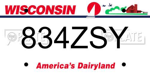 834ZSY Wisconsin License Plate
