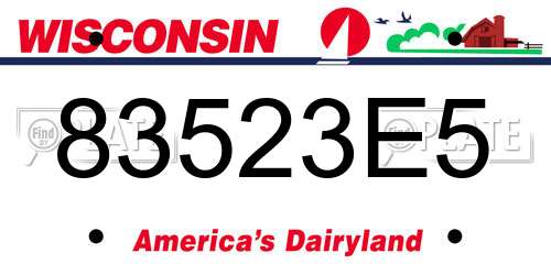 83523E5 Wisconsin License Plate