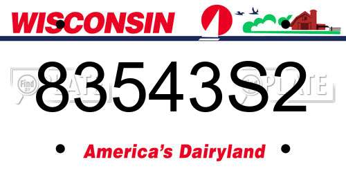 83543S2 Wisconsin License Plate