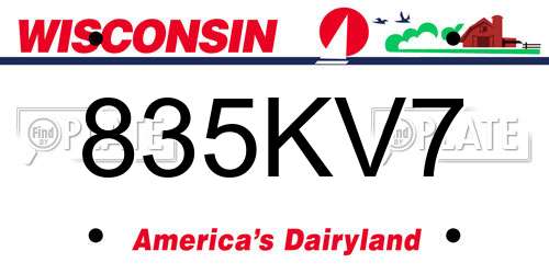 835KV7 Wisconsin License Plate