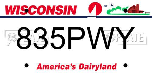 835PWY Wisconsin License Plate