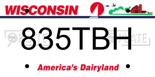 835TBH Wisconsin License Plate