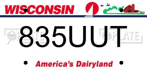 835UUT Wisconsin License Plate