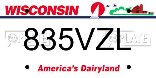 835VZL Wisconsin License Plate