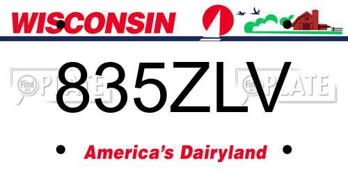 835ZLV Wisconsin License Plate