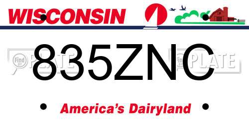 835ZNC Wisconsin License Plate