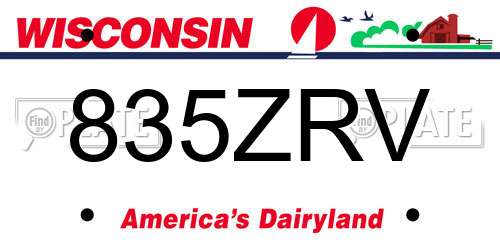 835ZRV Wisconsin License Plate
