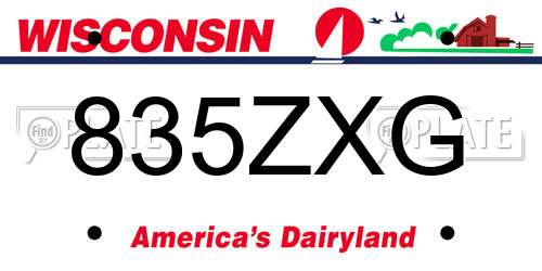 835ZXG Wisconsin License Plate