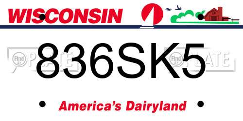 836SK5 Wisconsin License Plate