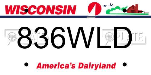 836WLD Wisconsin License Plate