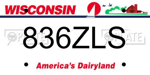 836ZLS Wisconsin License Plate