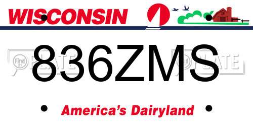 836ZMS Wisconsin License Plate