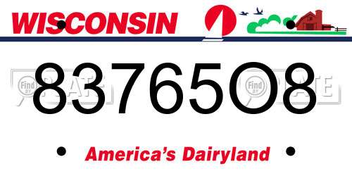 83765O8 Wisconsin License Plate