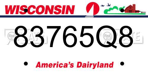 83765Q8 Wisconsin License Plate